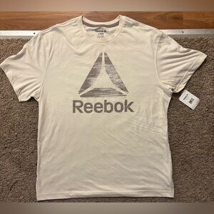 Reebok NWT Men's Lg Cream T-Shirt Reebok Graphic Design On Front Never Worn